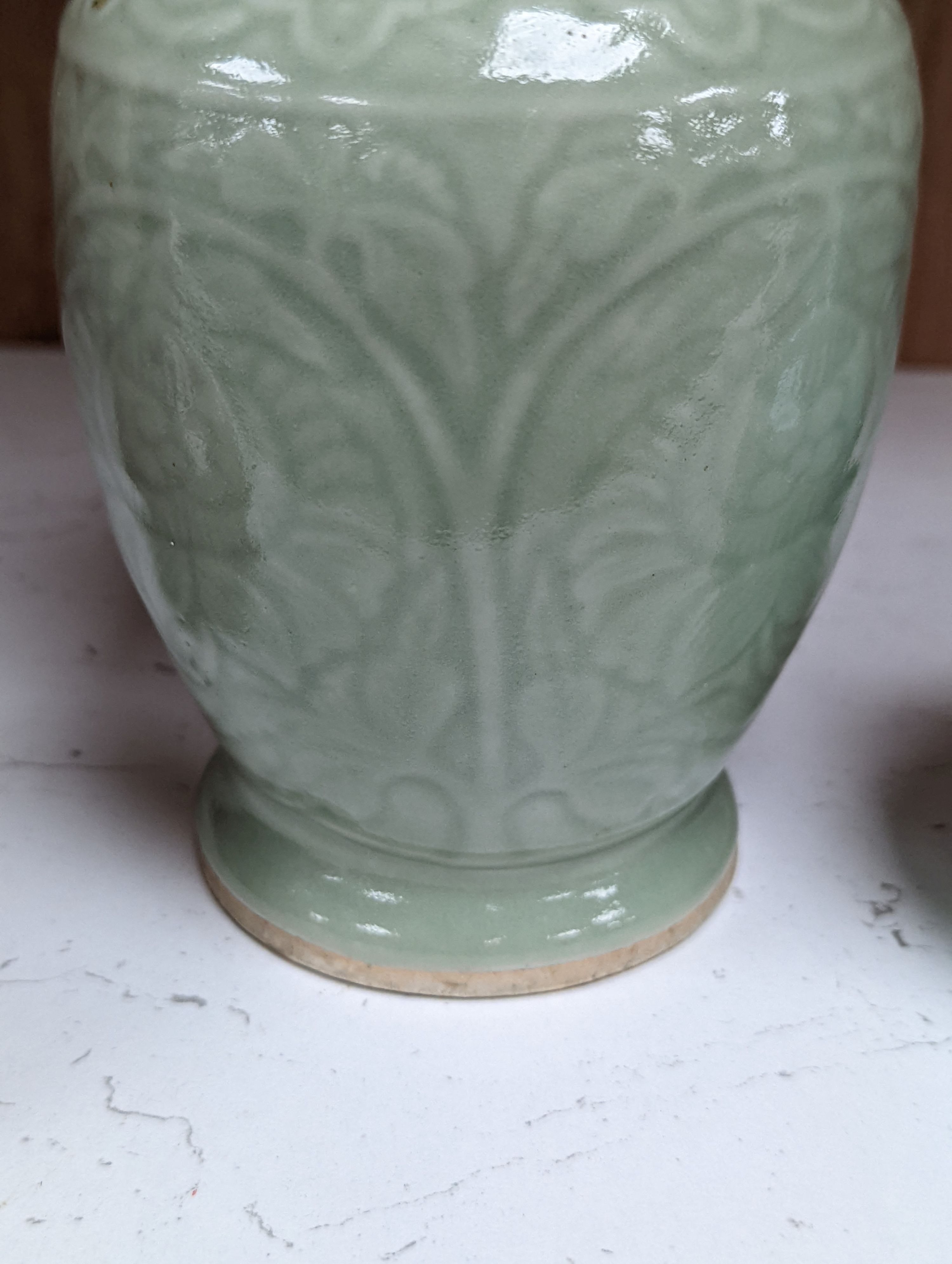 Three 19th Chinese monochrome glazed vases, with sang de boeuf, celadon and turquoise crackle glaze, tallest 21 cm